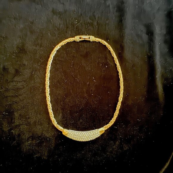 Vintage Swarovski Crystal Necklace choker gold tone - Picture 9 of 10